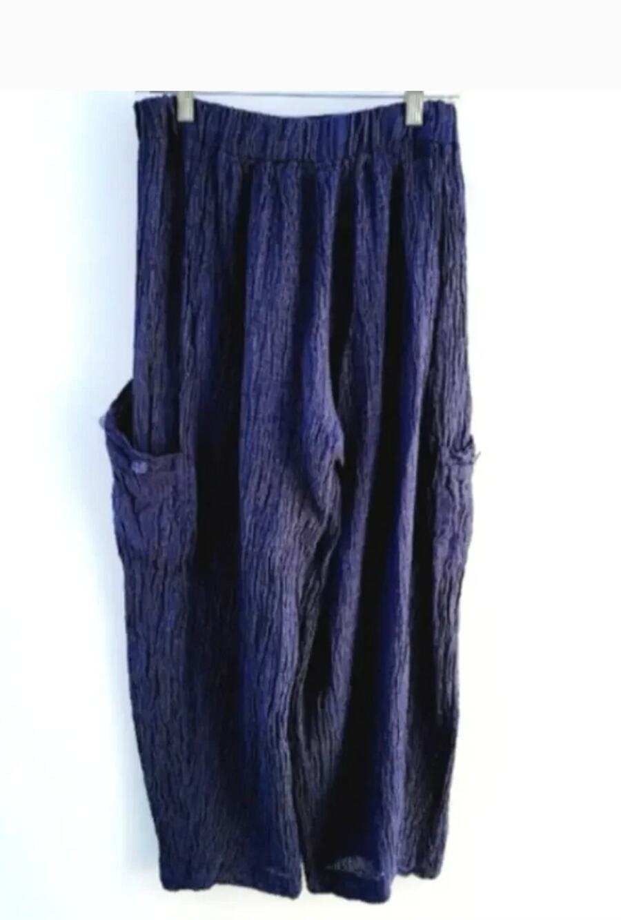 Luukaa Lagenlook Linen Navy Blue Linen slouchy Pants Size 14